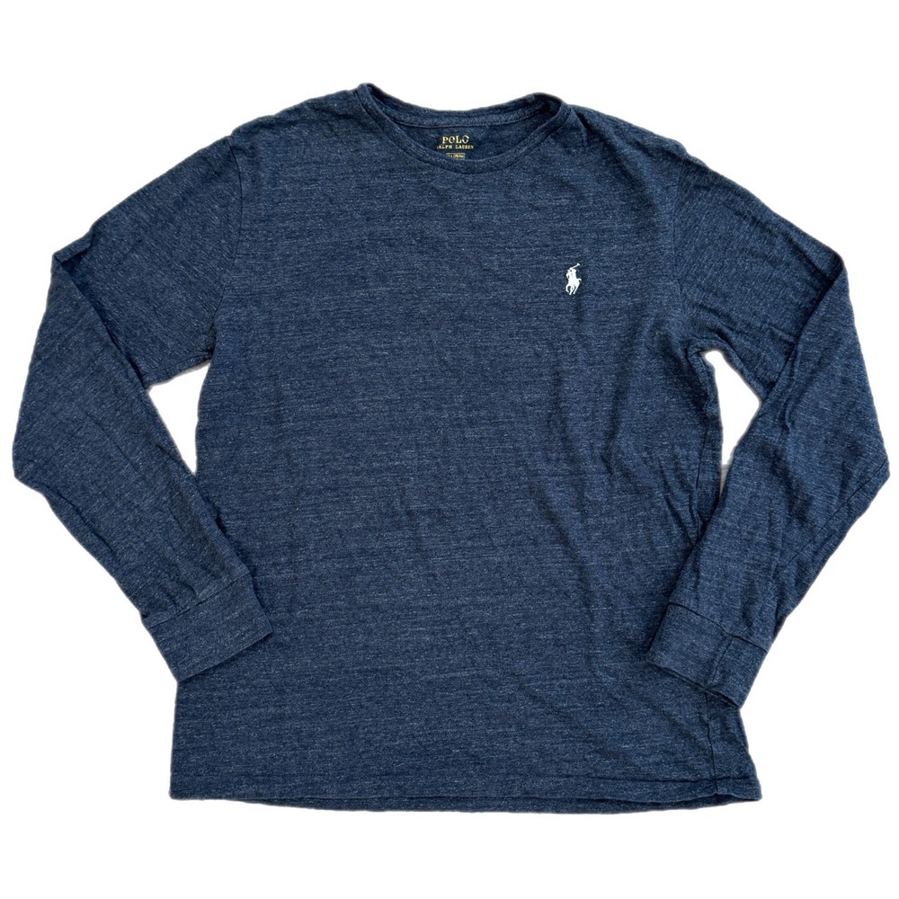 Polo Ralph Lauren Long Sleeve Shirt Crew Neck Heather Black Grey Men's Medium